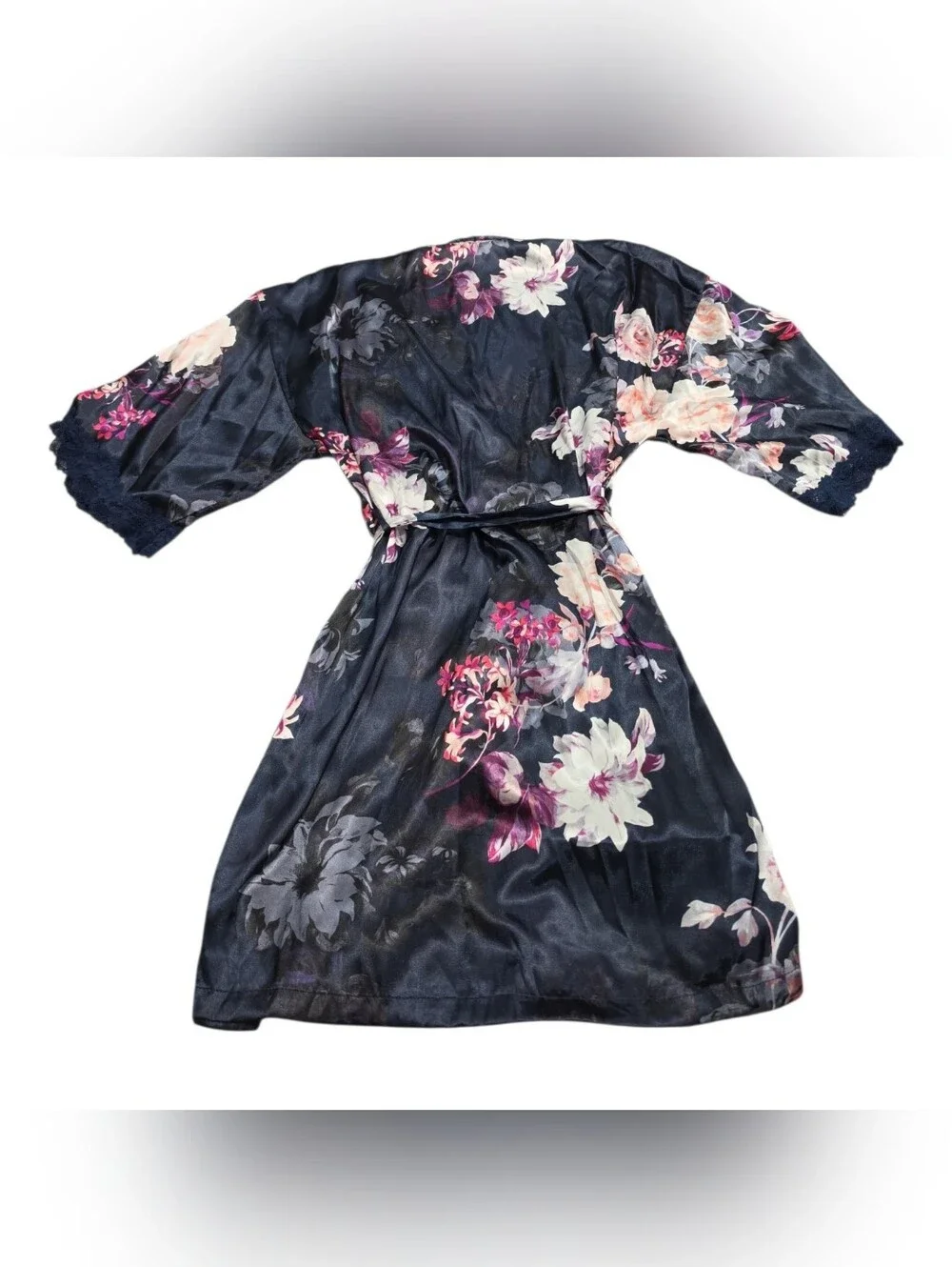 Women's Lilac+London Floral Print Midi Wrap Robe Size Medium